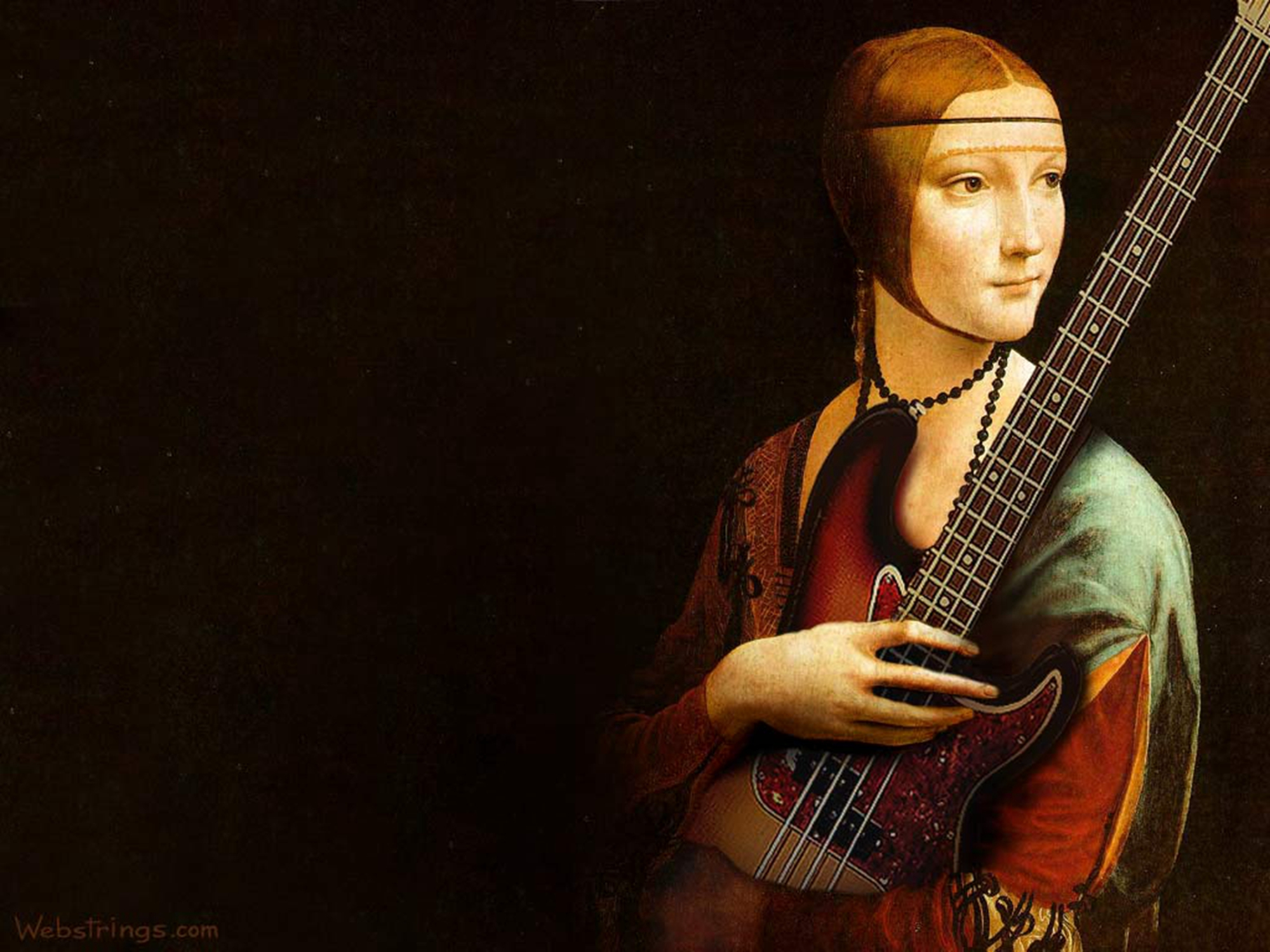 贝斯女孩艺术画高清壁纸图